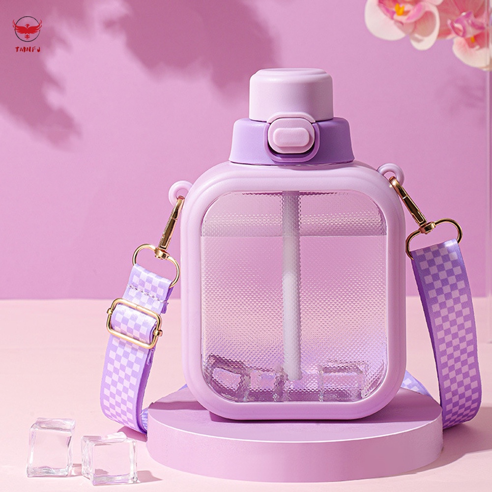 Bình Nước 700ml Hình Vuông Dung Tích Lớn Có Dây Đeo Chống Rò Rỉ Cho Các Hoạt Động Thể Thao Ngoài