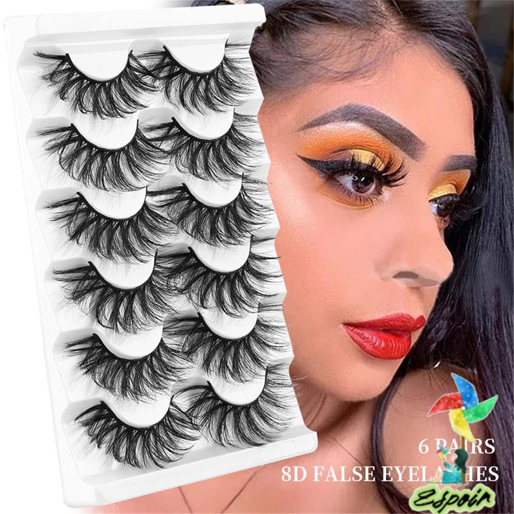 Bộ 6 Cặp Lông Mi Giả 8D Xoăn Dày Trang Điểm Chuyên Dụng