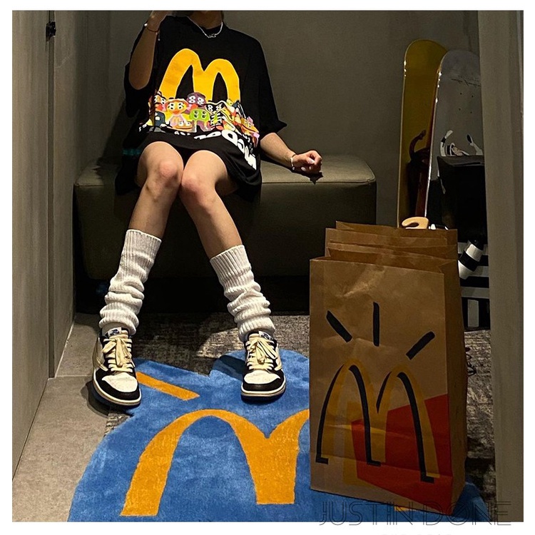 Hàng Có Sẵn Áo Thun Ba Phần Tay Ngắn In Hình Mặt Cười Phong Cách Mới Cho Nam Nữ CPFM.XYZ Mcdonald 'S Travis Scott
