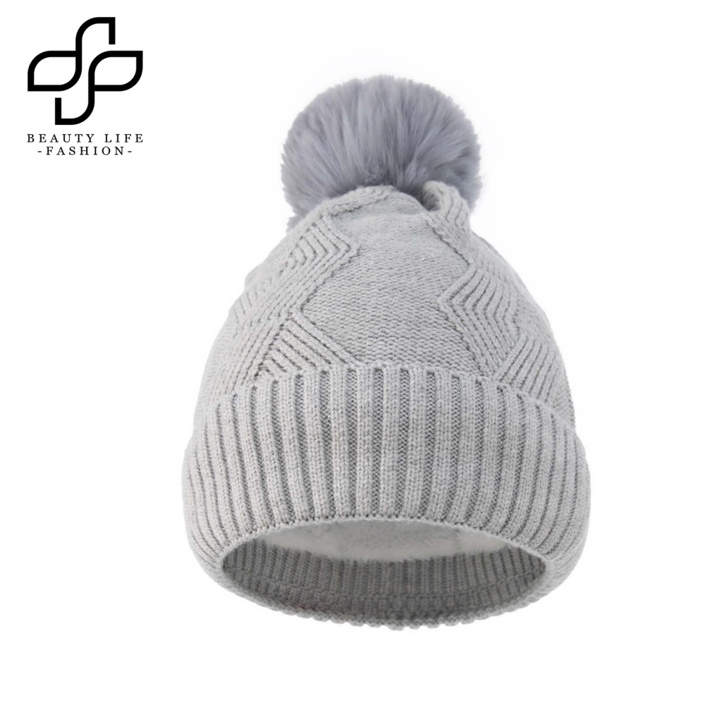 Mũ Beanie Dệt Kim Màu Trơn Giữ Ấm Mùa Đông Dành Cho Nữ