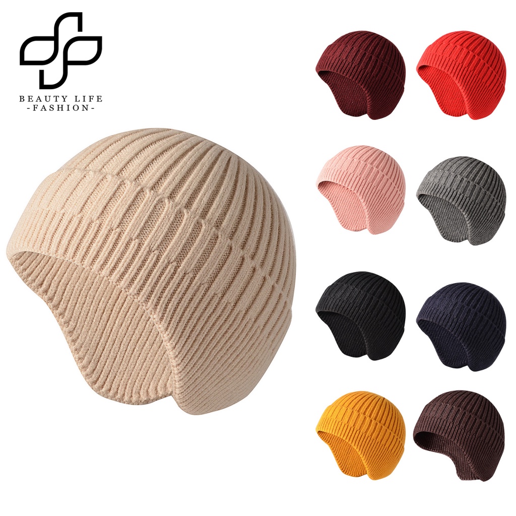 Nón Len Trùm Tai Giữ Ấm Màu Trơn Dành Cho Cặp Đôi