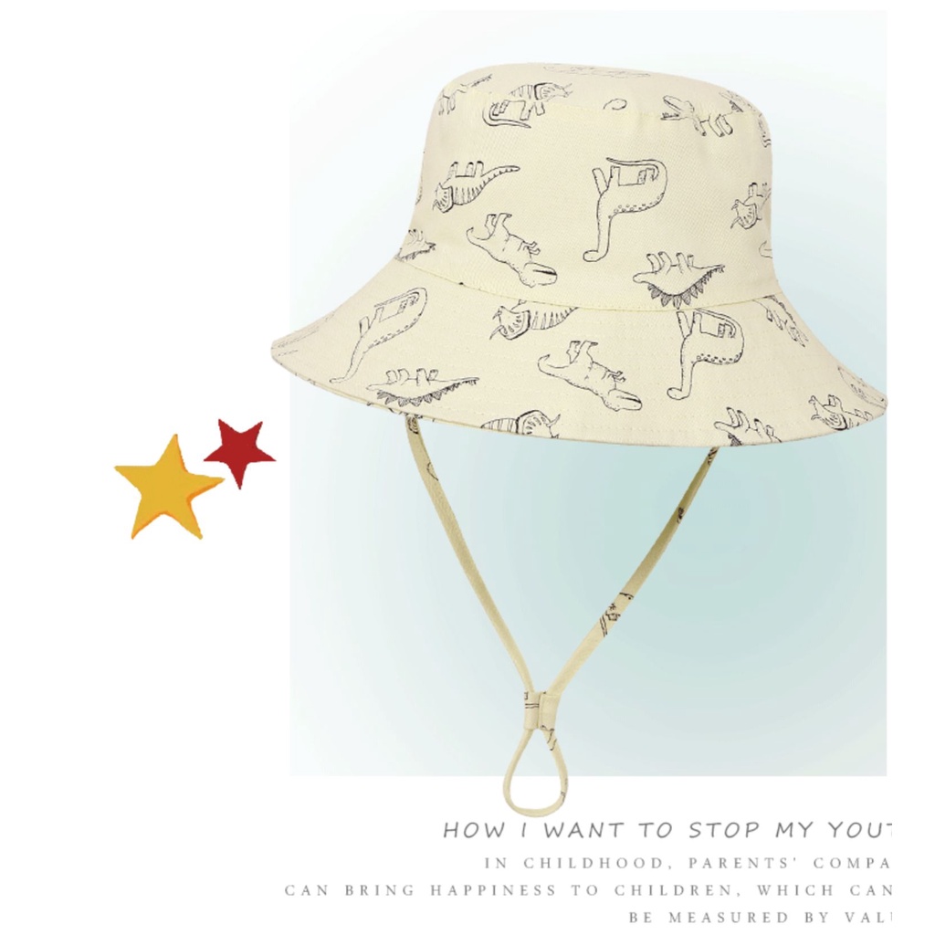Nón Tai Bèo Mỏng Họa Tiết Khủng Long Đáng Yêu Thời Trang Mùa Hè Dành Cho Trẻ