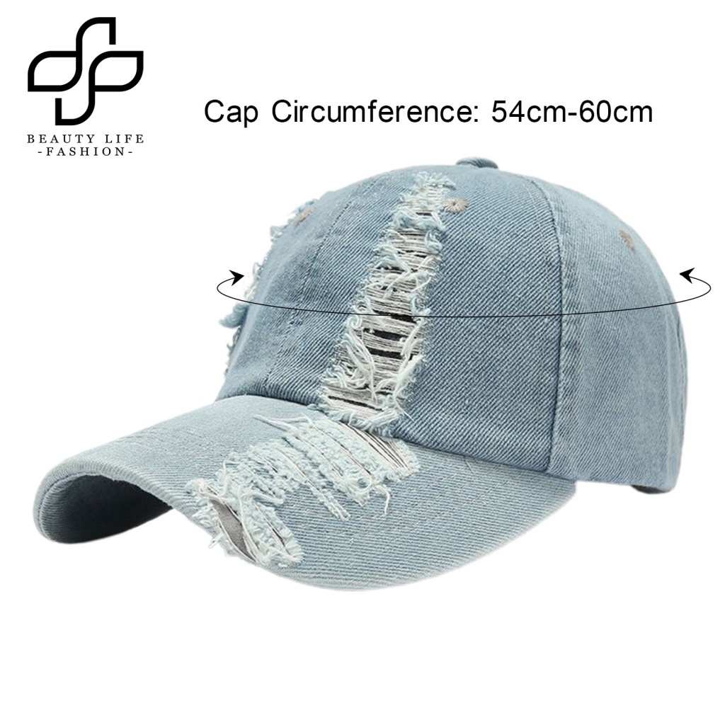 Mũ Denim Màu Trơn Rách Gối Phong Cách Hip Hop Cho Nam Và Nữ