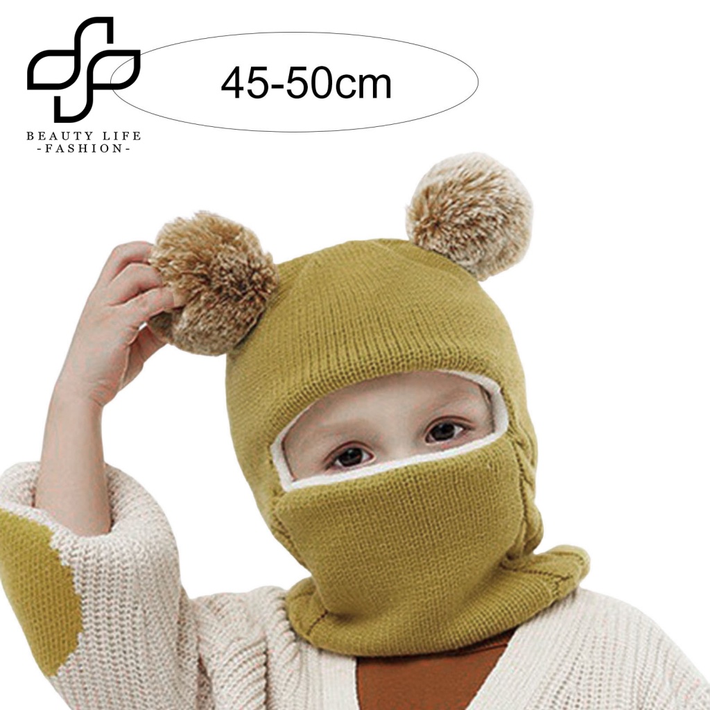 Mũ Beanie Dệt Kim 3 Trong 1 Co Giãn Dày Dặn Giữ Ấm Mùa Đông Cho Bé Trai Và Gái