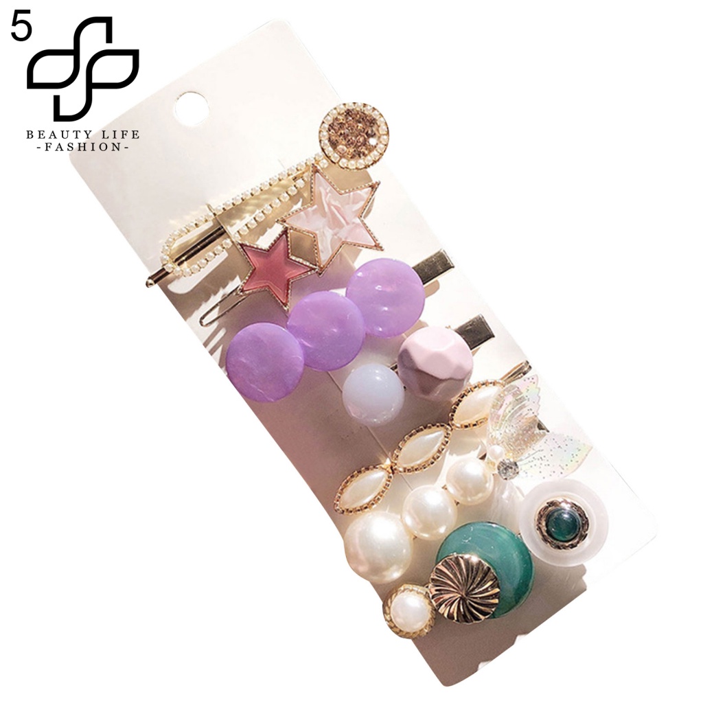 Bộ 6 / 7 / 8 Kẹp Tóc Đính Ngọc Trai Giả Thời Trang Cho Nữ