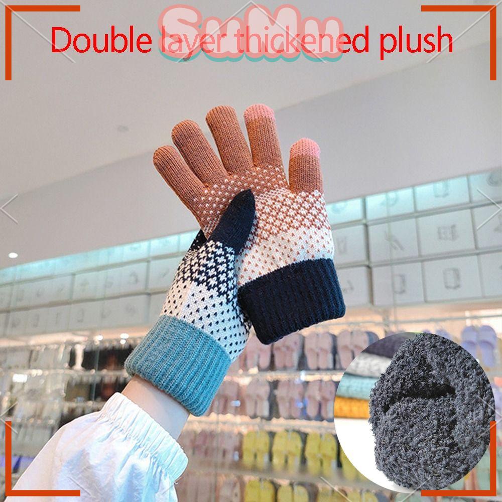 Găng Tay Dệt Kim Co Giãn Dễ Thương Thời Trang Mùa Đông