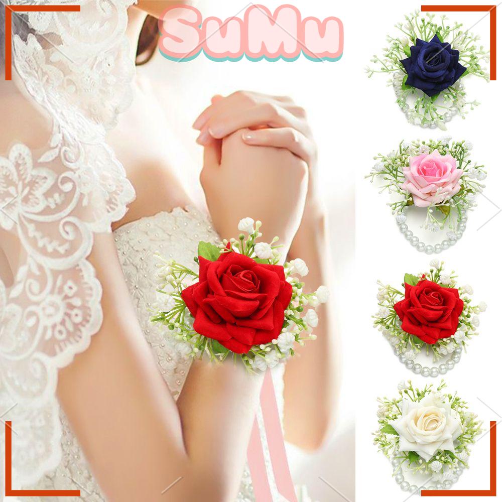 Vòng Tay Hoa Giả Thắt Dây Dành Cho Cô Dâu Trong Tiệc Cưới