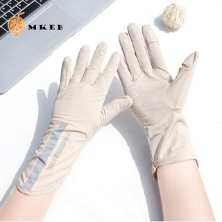 Găng tay lái xe dài hai ngón MKEB chống nắng chống trượt chống tia UV có thể chạm màn hình cảm ứng cho nữ