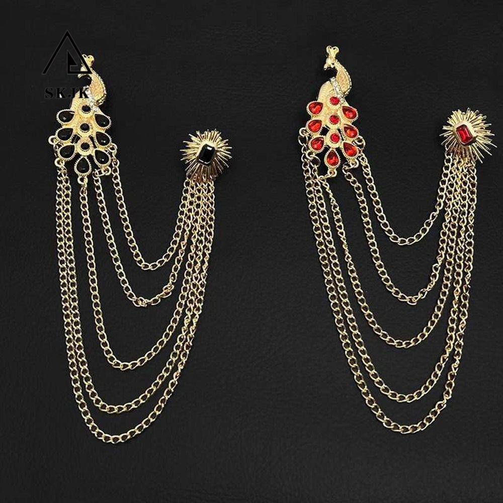 Ghim Cài Áo Hình Chim Công Đính Đá Thời Trang Cho Nam|Phụ Kiện Quần Áo Thời Trang Độc Đáo