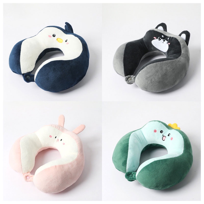 Gối Kê Cổ Chữ u Bằng cotton Nhung Pha Lê pp Thêu Họa Tiết Hoạt Hình Cho Xe Hơi / Văn Phòng