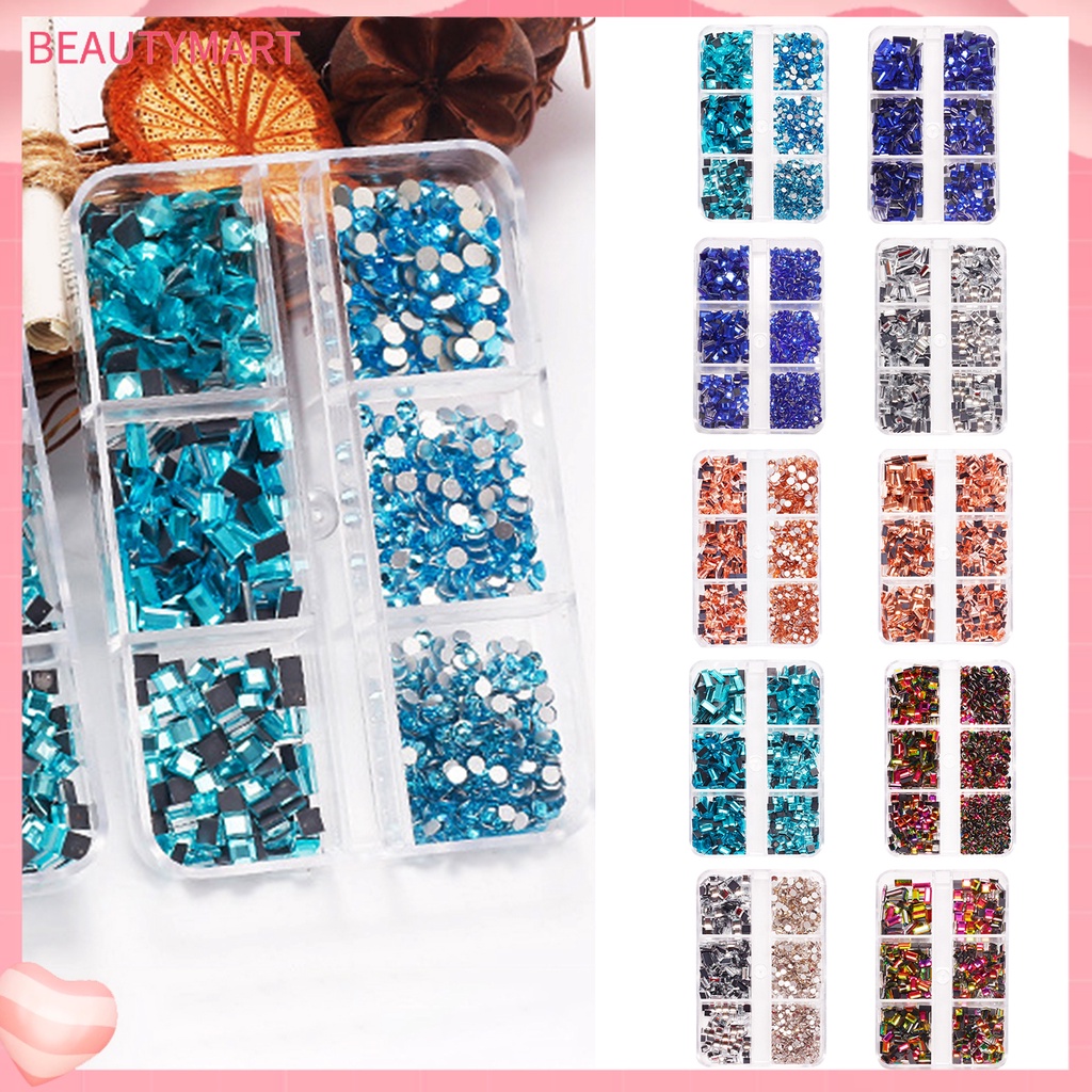 Hộp 1 Hộp 6 Ngăn Đáy Phẳng 3D Trang Trí Móng Tay Nghệ Thuật DIY Cho Nữ