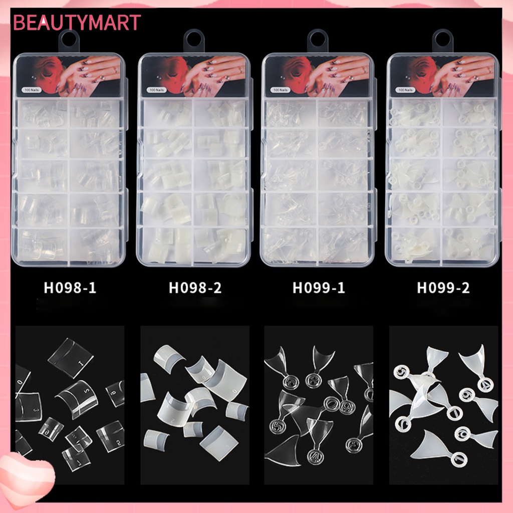 Set 100 Đầu Nối Móng Giả Ngắn Trong Suốt DIY