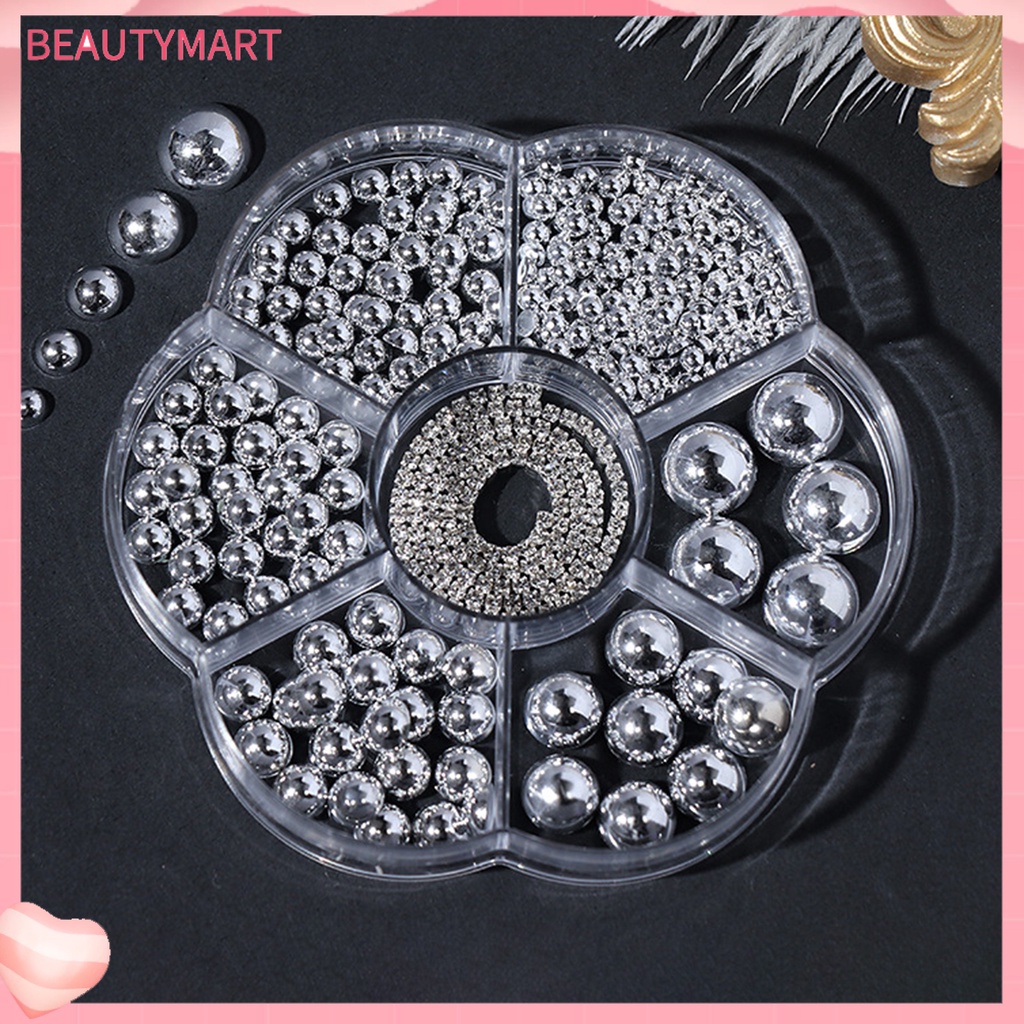1 Hộp Hạt Ngọc Trai Giả Mini Trang Trí Móng Tay 3 / 5 / 6 / 8 / 10mm