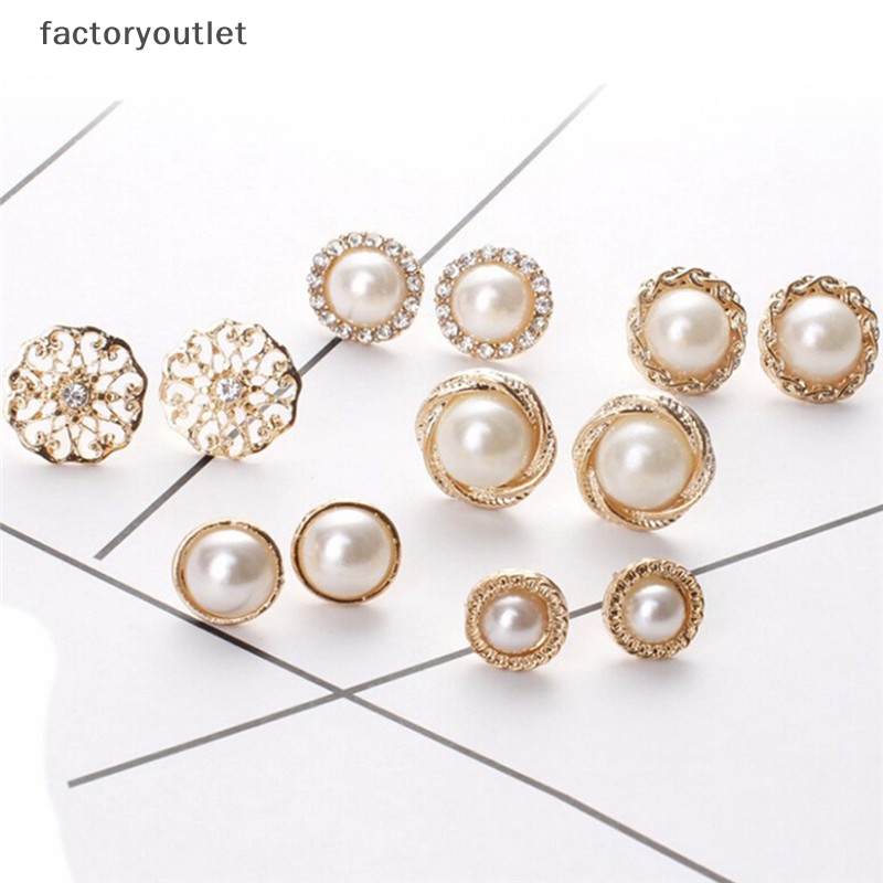 Set 6 Đôi Khuyên Tai Đính Hạt Giả Ngọc Trai Nhã Nhặn