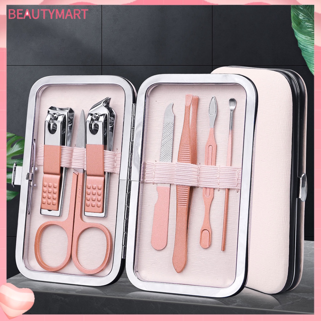 Bộ 7 Dụng Cụ Làm Móng Bằng Thép Không Gỉ Chống Văng Đa Chức Năng Cho Salon