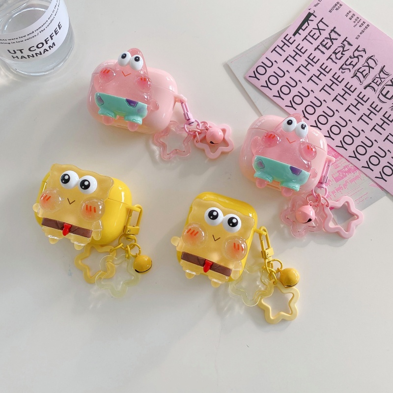 Vỏ Bảo Vệ Hộp Sạc Tai nghe không dây AirPods 1 2 3 4 Pro inPods i12 Hình SpongeBob 3D Dễ Thương