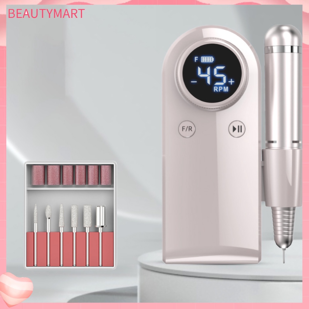 1 Bộ Máy Mài Móng Tay Tốc Độ Cao Không Ồn Có Thể Tháo Rời Màn Hình LCD 45000RPM