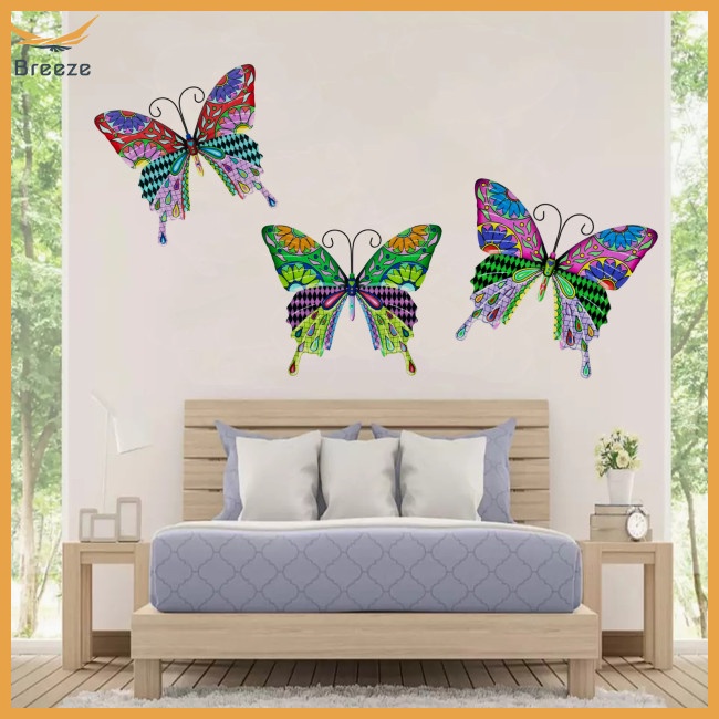 Set 4 Bươm Bướm 3d Nhiều Màu Treo Tường Trang Trí Sân Vườn