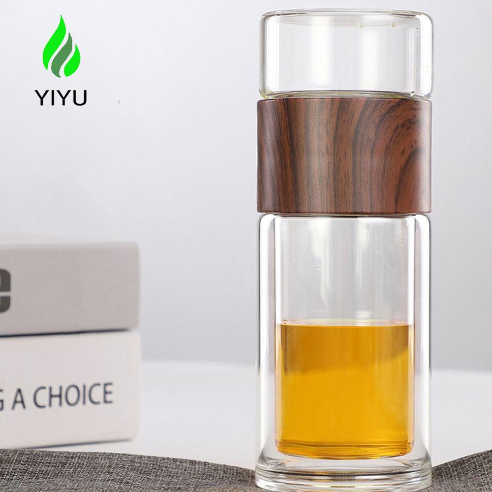 YIYU Bình Nước Thủy Tinh Cách Nhiệt Hai Lớp Dung Tích 1 200ml Dành Cho Người Lớn Và Trẻ Em