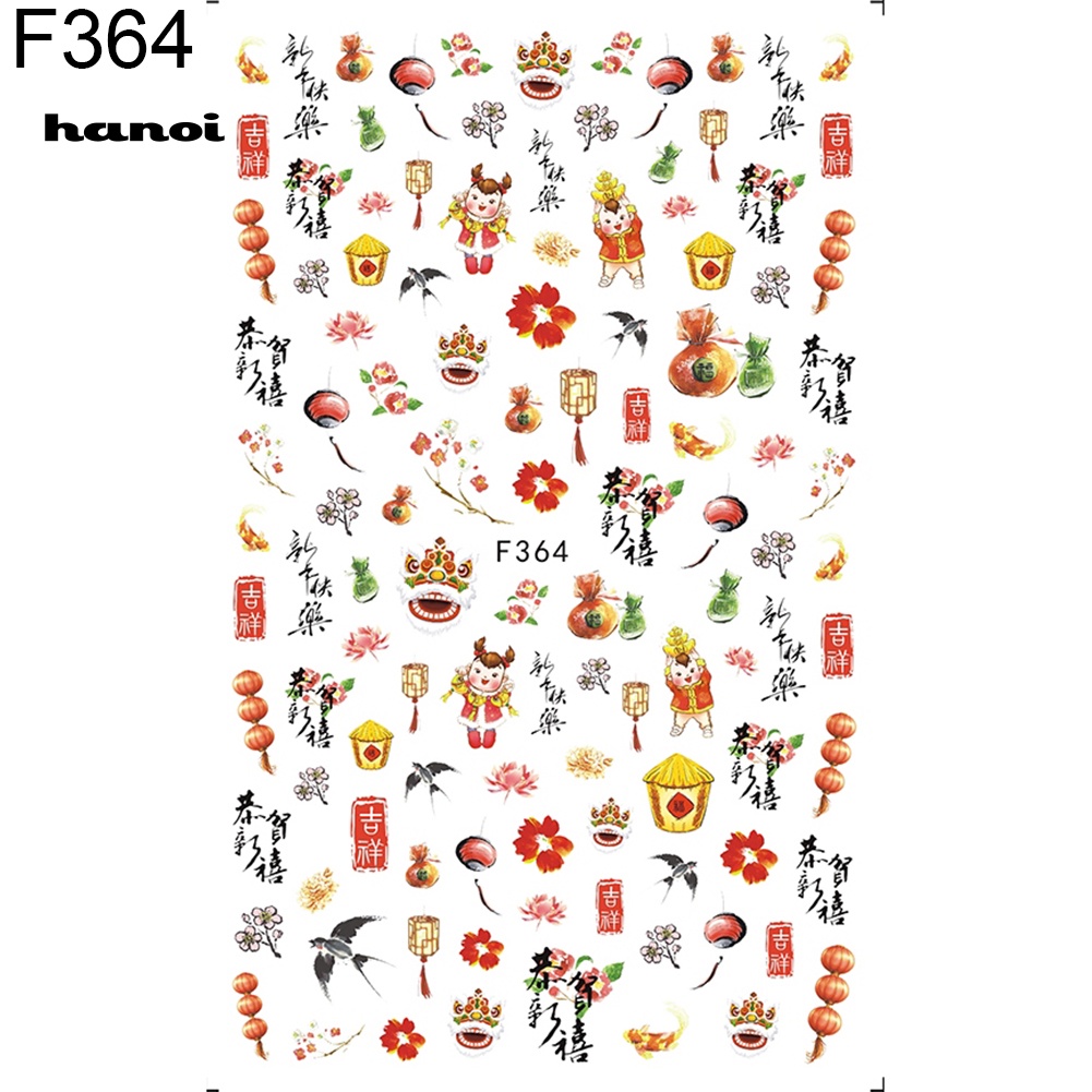 Miếng Dán Trang Trí Móng Tay Mừng Năm Mới Phong Cách Trung Hoa Dành Cho Nữ