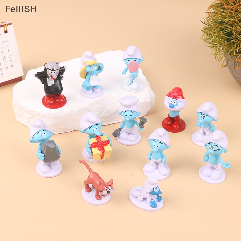 Mô Hình Đồ Chơi Nhân Vật Hoạt Hình Smurfs 12 Phong Cách Bằng PVC Dễ Thương Trang Trí Bánh Kem 439br