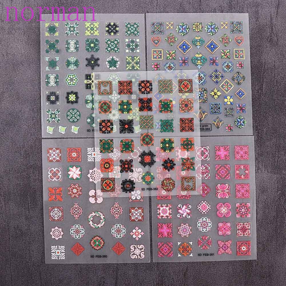 Miếng Dán Trang Trí Móng Tay 5D Phong Cách Bohemian Thời Trang