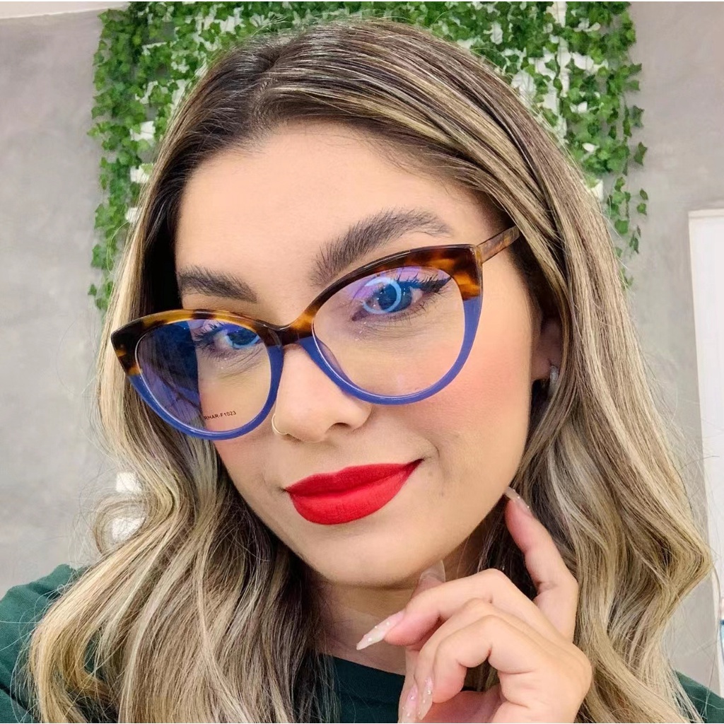 Kính Mát Mắt Mèo TR90 Chống Ánh Sáng Xanh Trong Suốt Phong Cách Cổ Điển Cho Nữ