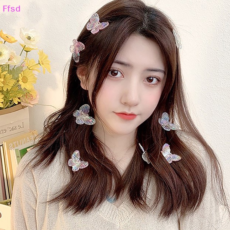 {Ffsd} Set 5 Kẹp Tóc Hình Bướm Trái Tim Thời Trang Cho Bé Gái * Bán Chạy