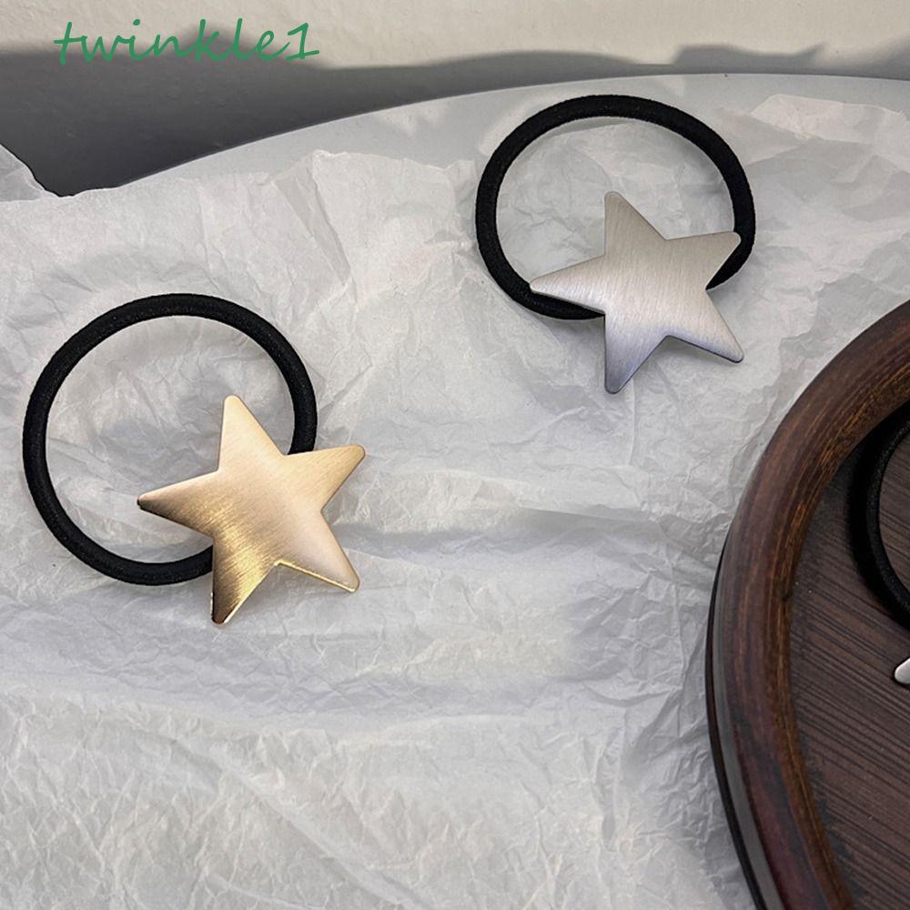 Dây Cột Tóc Y2K Co Giãn Bằng Kim Loại Hình Ngôi Sao Năm Cánh Lấp Lánh Thời Thượng