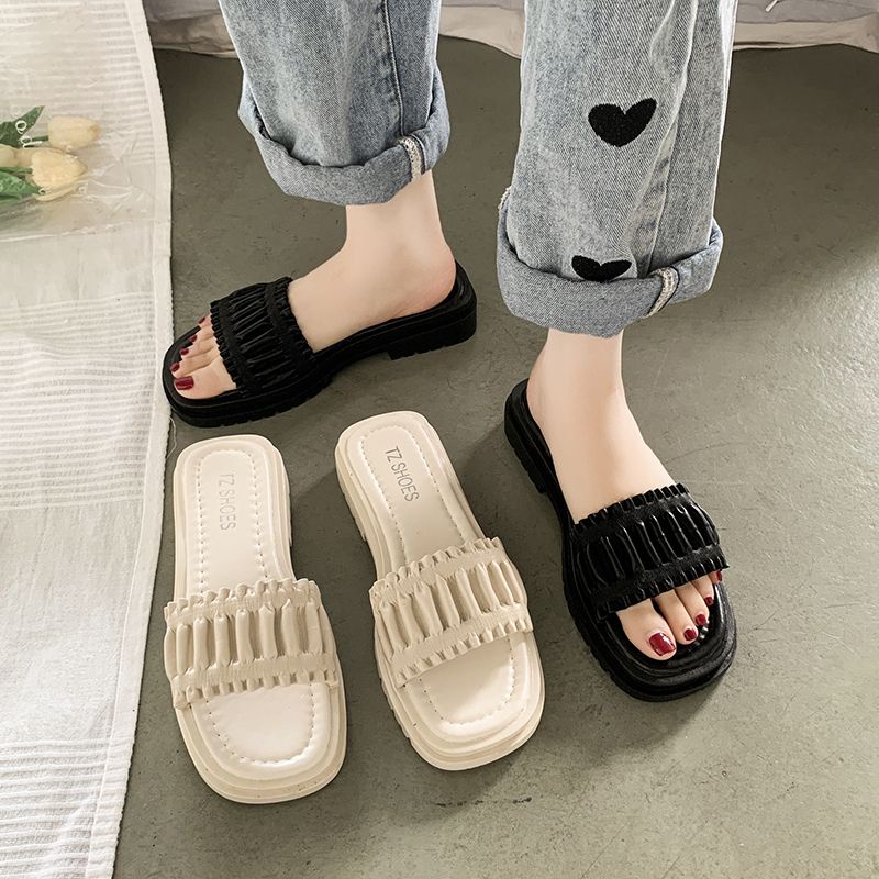 Dép Sandal Đế Dày Thấp Thời Trang Mùa Hè 2023 Phong Cách Pháp Cho Nữ