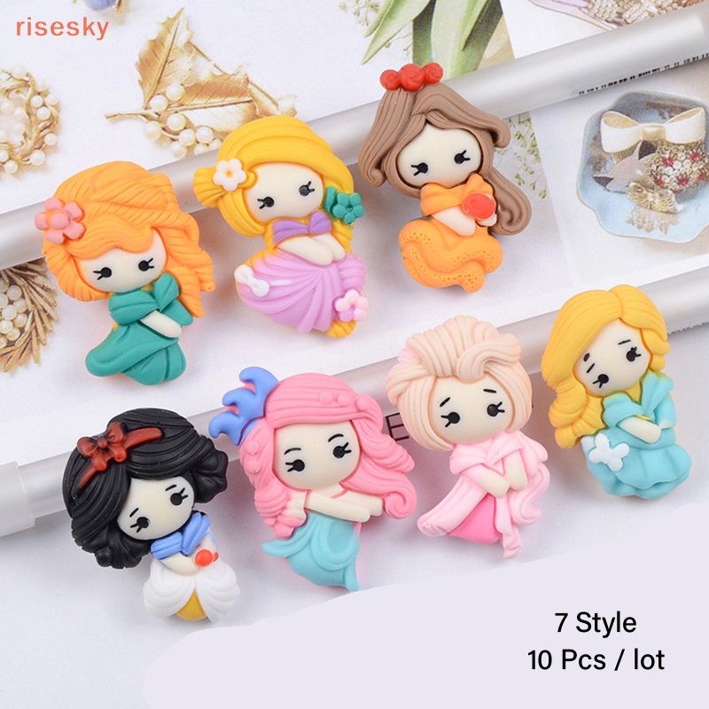 Set 10 Tấm Dán Đế Phẳng 7 Kiểu Hoạt Hình Công Chúa Dễ Thương Trang Trí Sổ Tay DIY