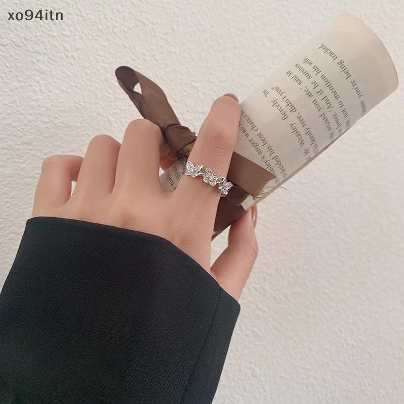 Tn Nhẫn Hở Đính Đá Zircon Lấp Lánh Hình Bướm Có Thể Điều Chỉnh Phối Dây Xích Cho Nữ Trang Ngọc n