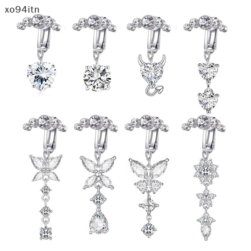 Khuyên Rốn Hình Bướm Bằng Thép Không Gỉ Dát Đá Zircon