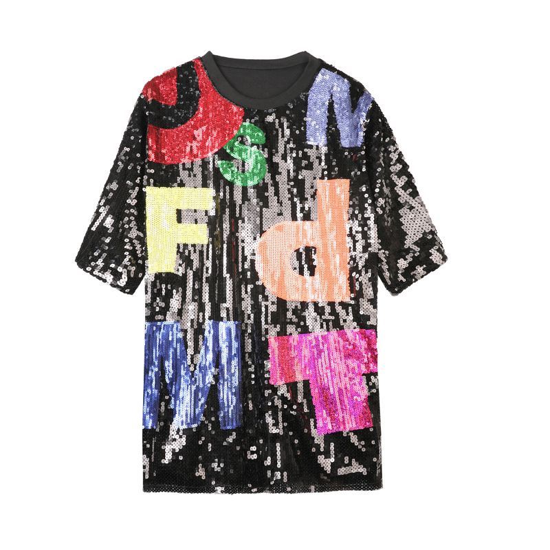 Áo Thun Dáng Rộng Cổ Tròn Màu Sắc Cầu Vồng Thời Trang Mùa Hè Hàn Quốc 2023