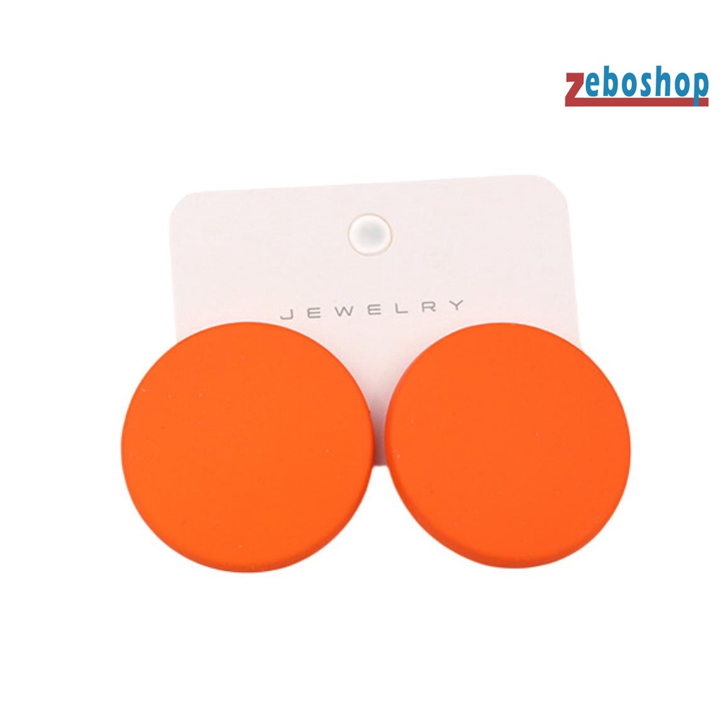 1 Đôi Khuyên Tai Hình Tròn Lớn Màu Kẹo Đơn Giản Thời Trang Cho Bạn Gái