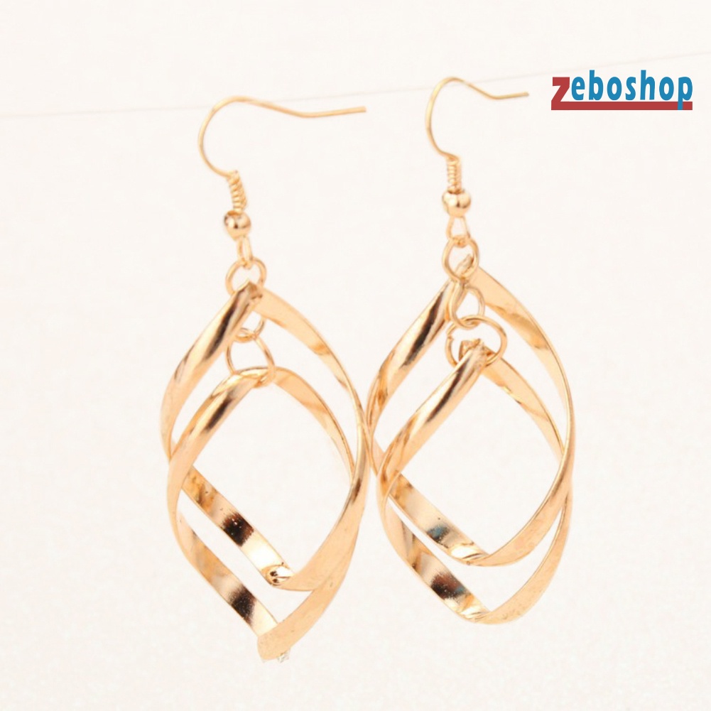 Bông Tai Dáng Dài Hình Giọt Nước Dạng Xoắn Thanh Lịch Cho Nữ