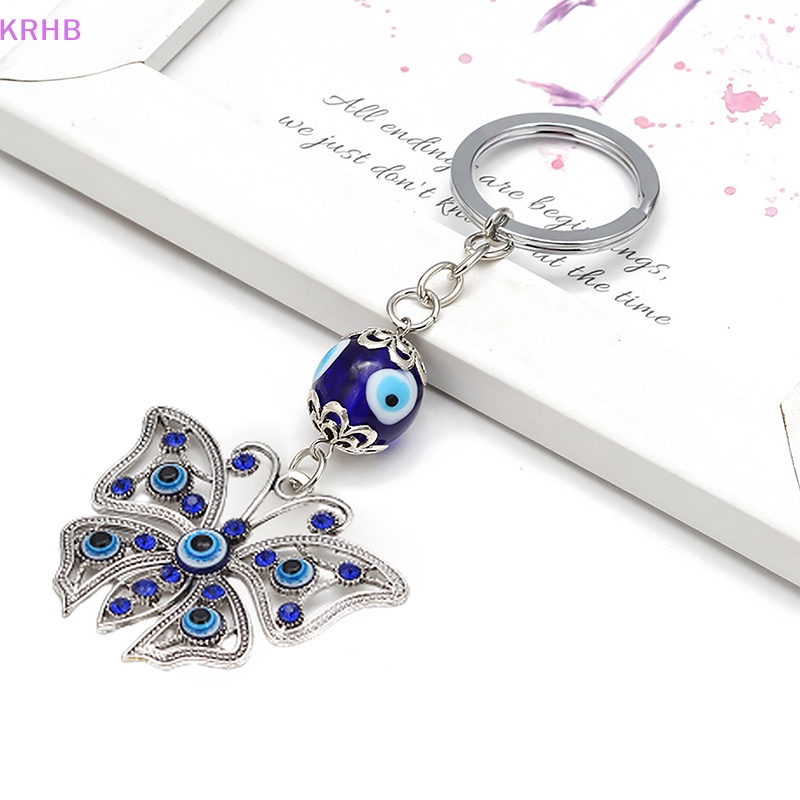 Móc Khóa Hình Bướm Đính Đá Mắt Xanh Bằng Hợp Kim Thời Trang Cho Nam Và Nữ Mới