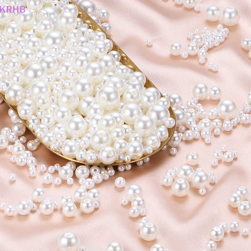 Hạt Ngọc Trai Có Lỗ Bằng Acrylic Kích Thước 3mm 4mm 6mm 8mm 10mm Dùng Làm Trang Sức DIY Mới