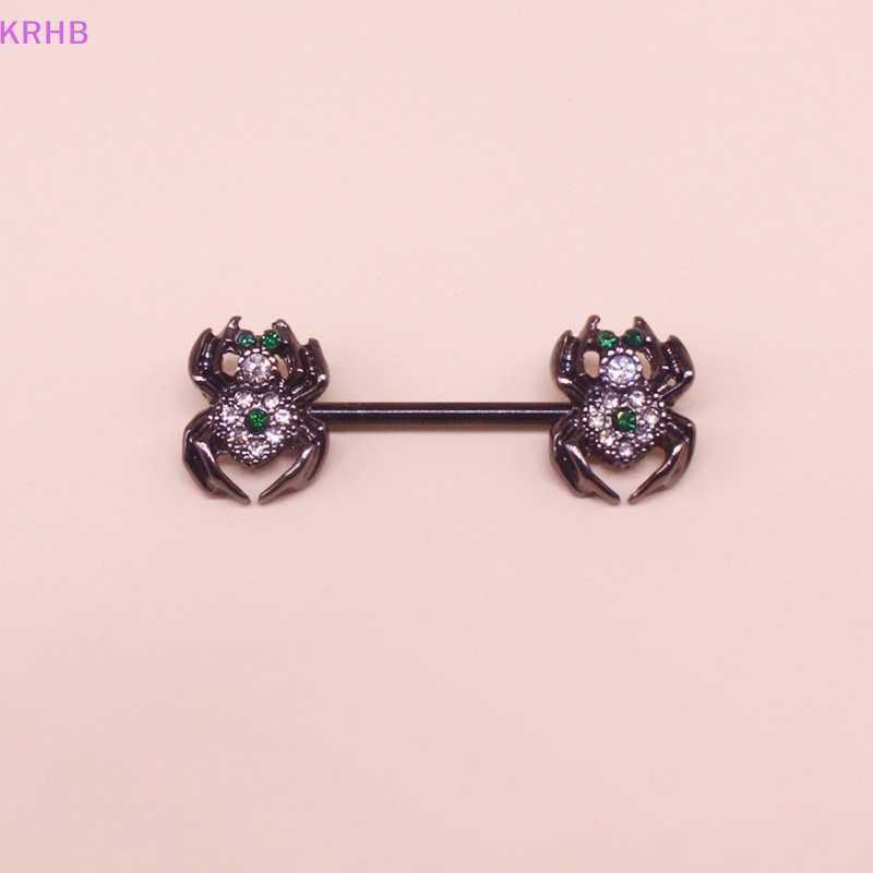 1 Khuyên Nhũ Hoa Hình Nhện Bằng Thép Không Gỉ Đính Pha Lê Thời Trang Mới