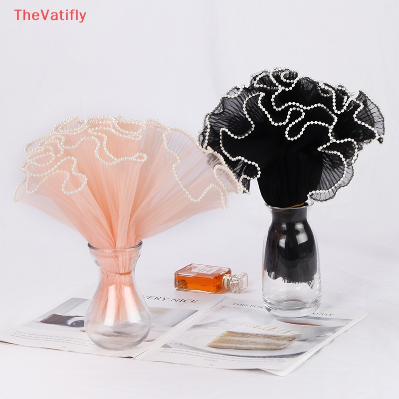 [Thevalifly] Cuộn Lưới Hoa Viền Gợn Sóng Ngọc Trai Làm Bó Hoa Thủ Công Bán Chạy