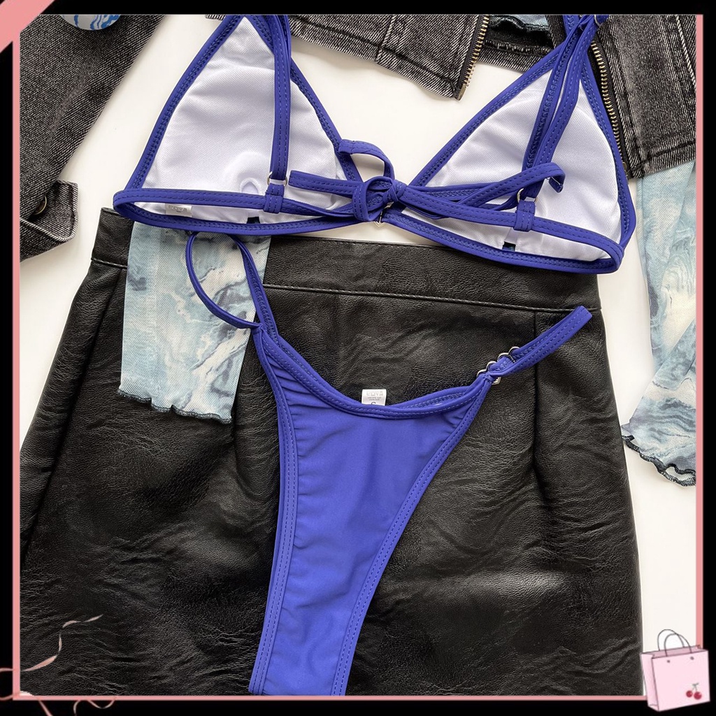 Bộ Bikini 2 Mảnh Hở Lưng Màu Sắc Đơn Giản Quyến Rũ Cho Nữ