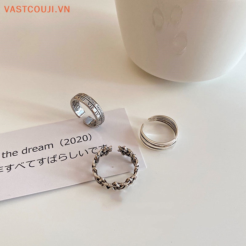 Bộ 3 Nhẫn Hợp Kim Phong Cách Hip hop Cổ Điển Cho Nam Và Nữ