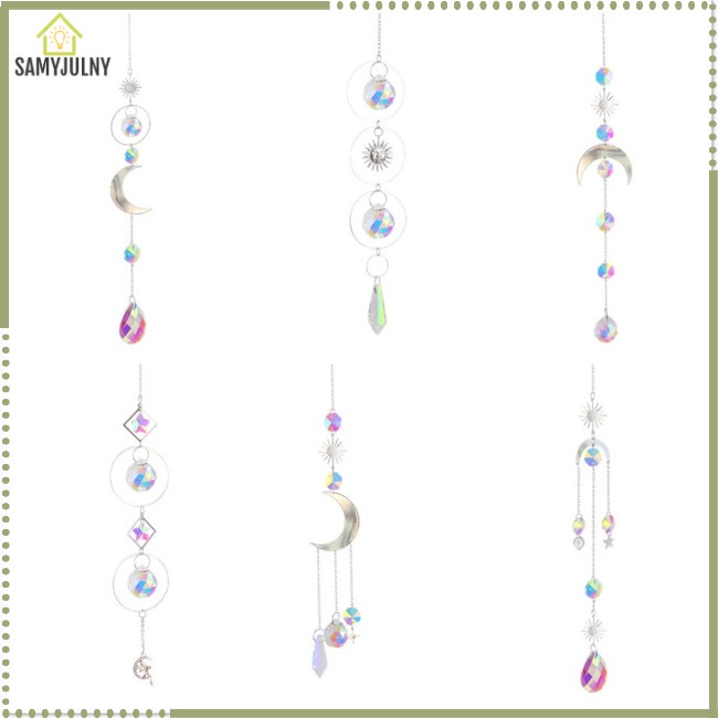 Set 6 Lưới Bắt Giấc Mơ K9 Bằng Pha Lê Nhiều Màu Treo Trang Trí Nhà Cửa / Sân Vườn