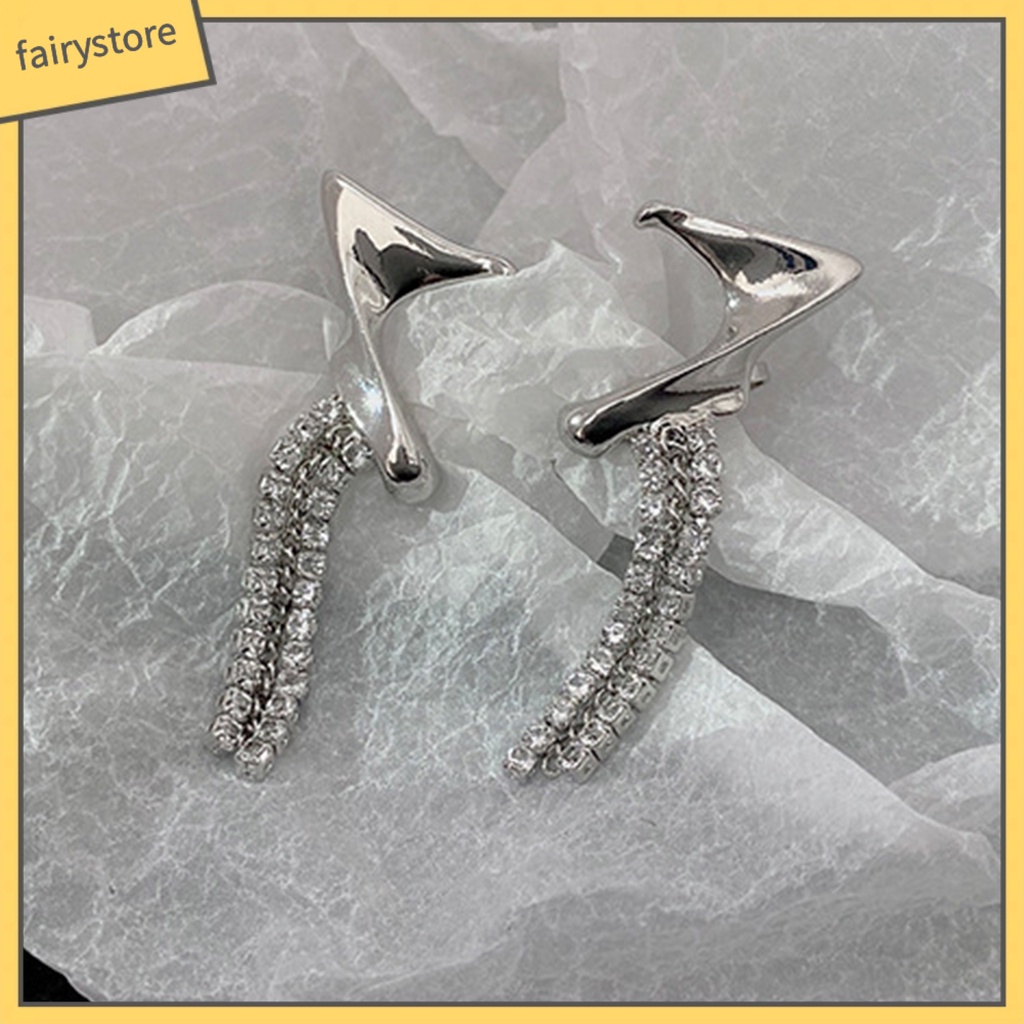 1 Đôi Khuyên Kẹp Vành Tai Đính Đá Phong Cách Hip hop Thời Trang Cho Nữ