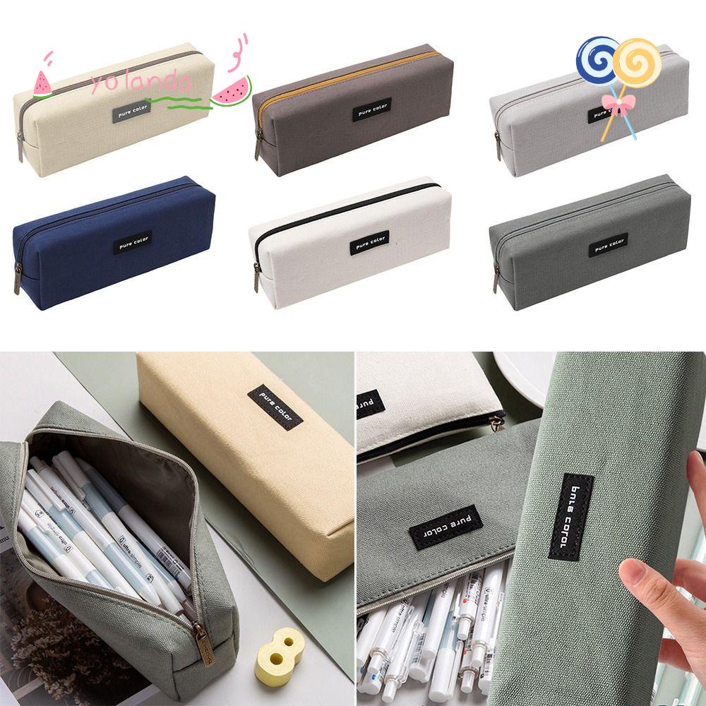 Túi Đựng Bút Bằng Vải Canvas Chất Lượng Cao Có Khóa Kéo Ốp