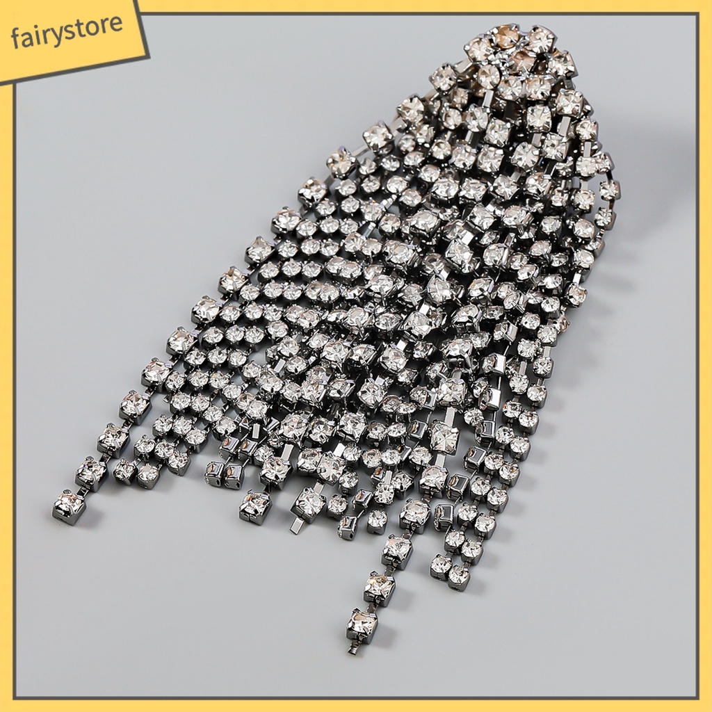 1 Đôi Bông Tai Dáng Dài Đính Đá Thời Trang Dành Cho Nữ