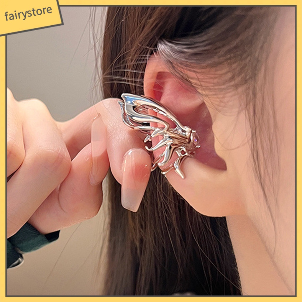 1 Đôi Khuyên Kẹp Vành Tai Không Xỏ Lỗ Hình Bướm Phong Cách Punk