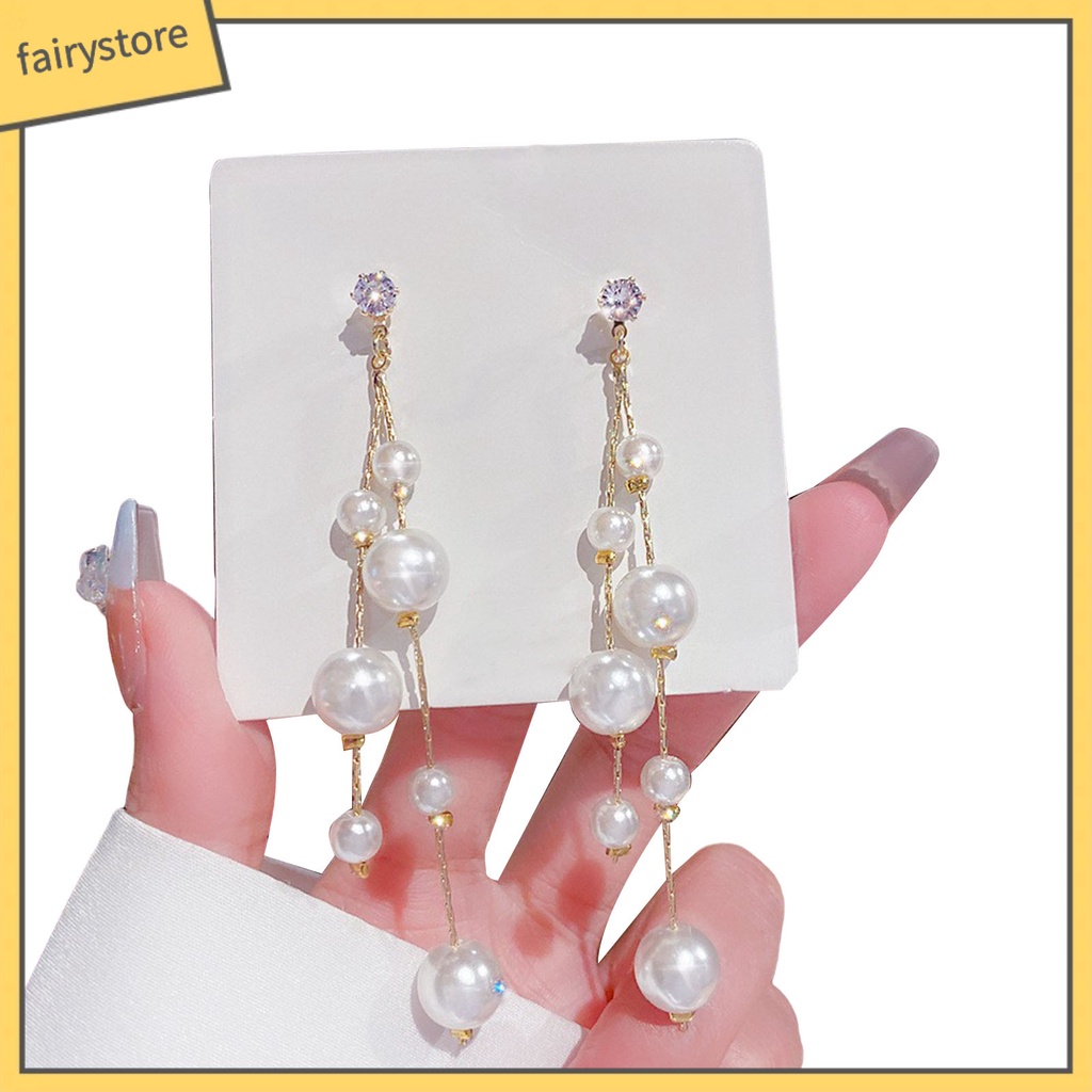 1 Đôi Bông Tai Hình Nơ / Trái Tim Đính Đá / Ngọc Trai Giả Lấp Lánh Thời Trang