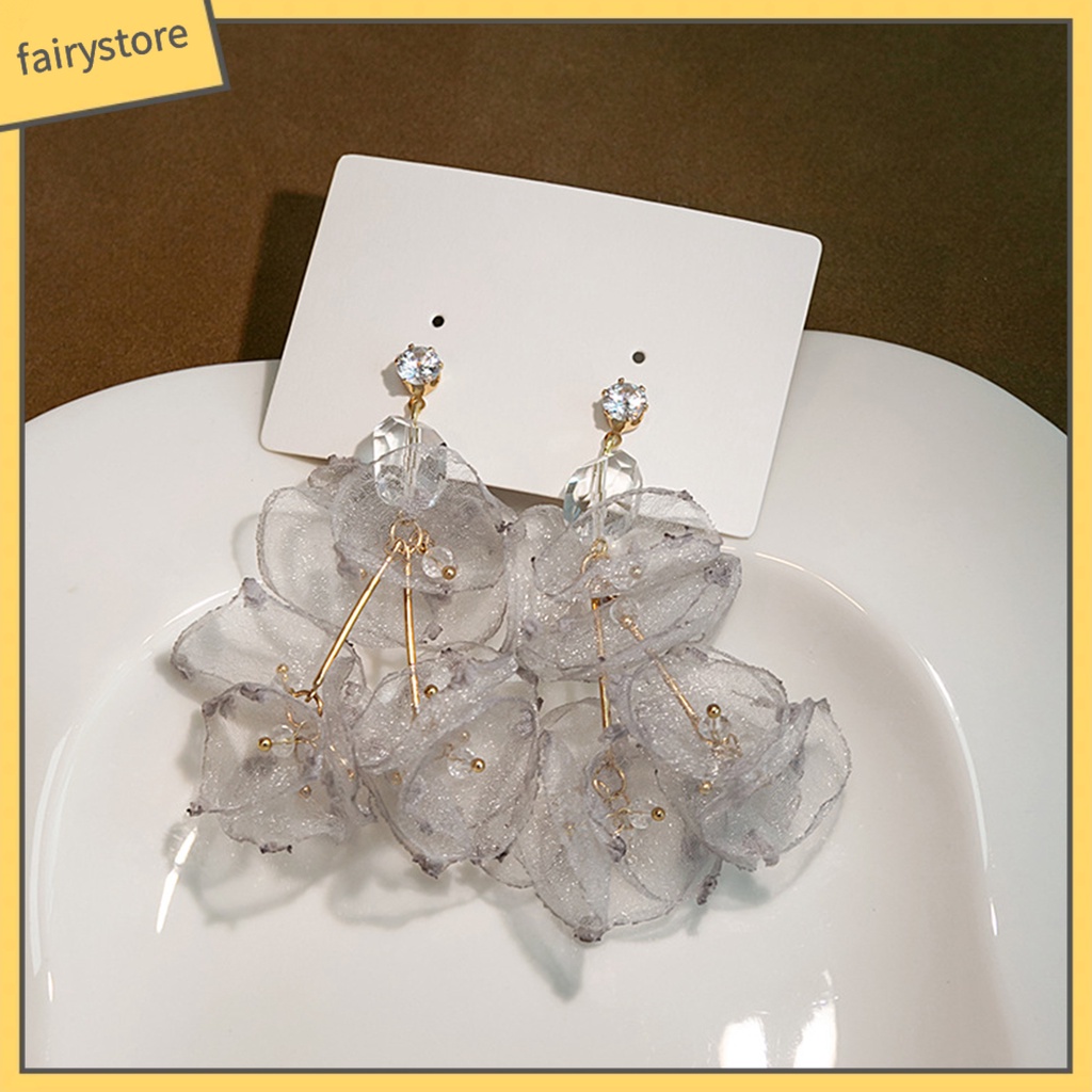 1 Đôi Bông Tai Hình Hoa Thủ Công Bằng Vải Chống Mòn