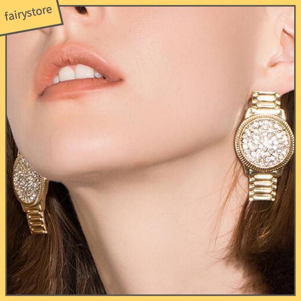 Bông Tai Hình Oval Đính Đá Thời Trang Dành Cho Nữ